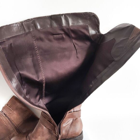Marc Fisher Knee High Tall Riding Boots Size 5 Brown Vegan Faux Leather Preppy - Picture 12 of 15